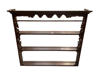 Lot 1312 - Early 19th century mahogany hanging plate rack with three shelves 121cm wide, 105cm high, 16.5cm deep