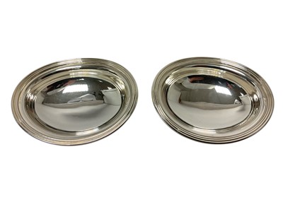 Lot 266 - Pair of Italian white metal oval dishes, marked 800