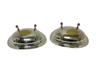 Lot 266 - Pair of Italian white metal oval dishes, marked 800