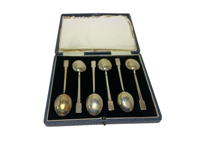 Lot 267 - Set of Art Deco silver and enamel coffee spoons