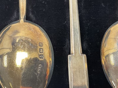 Lot 267 - Set of Art Deco silver and enamel coffee spoons