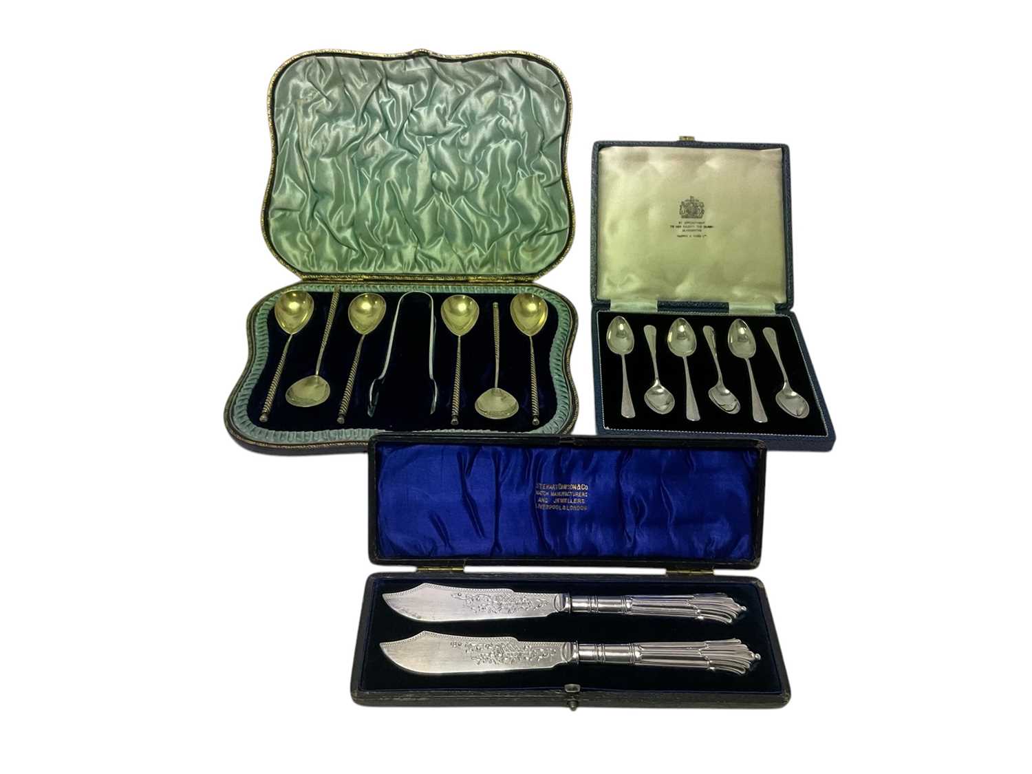 Lot 268 - Three sets of miscellaneous cutlery including set of six Soviet Russian silver spoons