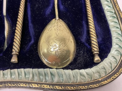 Lot 268 - Three sets of miscellaneous cutlery including set of six Soviet Russian silver spoons