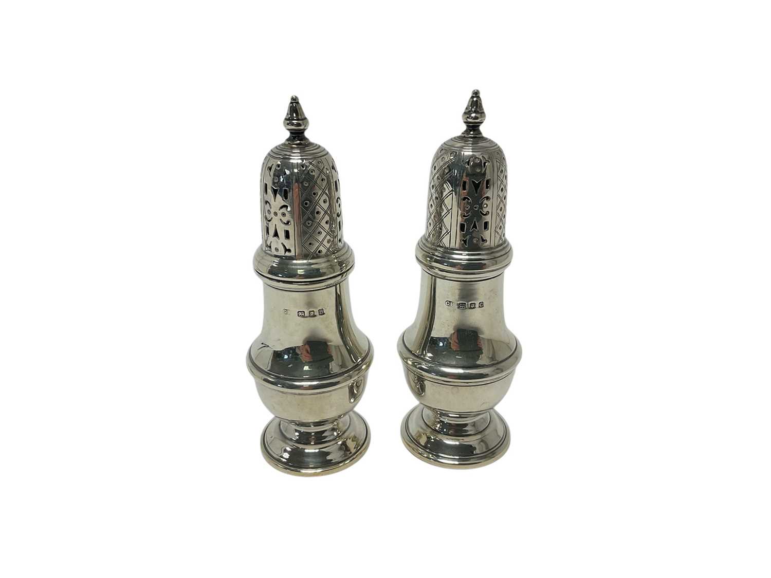 Lot 269 - Pair of Georgian style silver baluster casters