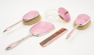 Lot 273 - Deco style six piece enamelled dressing table set by Mappin and Webb...