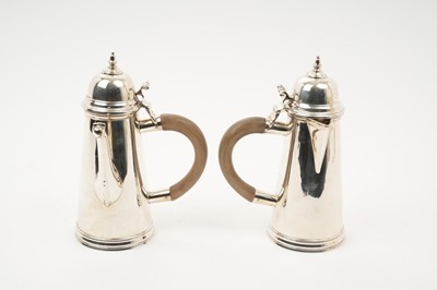 Lot 274 - Queen Anne style baluster chocolate pot and ensuite hot water jug, 1...