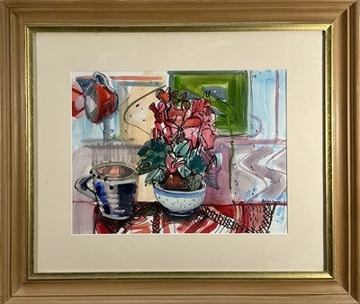 Lot 75 - Brian Innes two signed watercolours - Still life, 36cm x 47cm, and another, 15cm x 20cm, mounted in glazed gilt frame