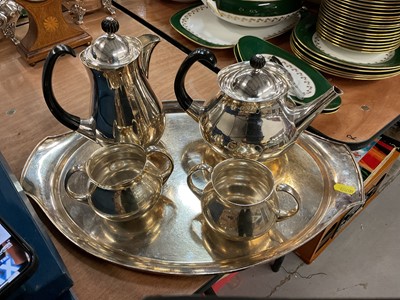 Lot 403 - Mappin and Webb four piece teaset on tray, designed by Eric Clements.