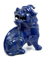 Lot 252 - 19th century Chinese blue glazed porcelain Dog...