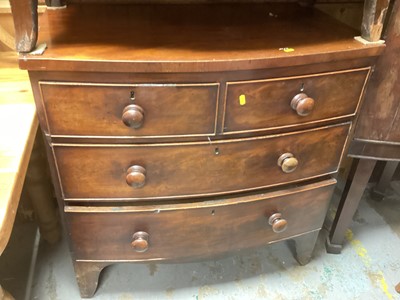 Lot 1315 - 19th century mahogany bowfront chest of two short and two long drawers, 88cm wide, 50cm high, 89cm high