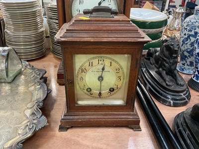 Lot 426 - Early 20th century Georgian style oak bracket clock retailed by R. H. Halford & Sons, London.