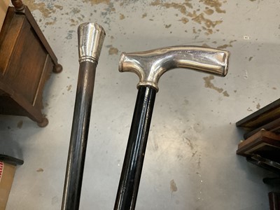 Lot 428 - Two silver mounted walking canes (2).