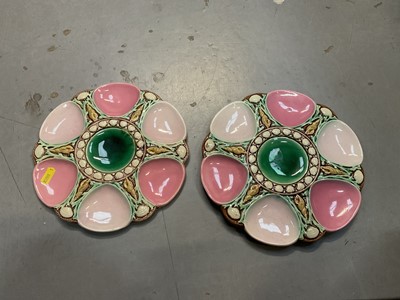 Lot 447 - Pair of Majolica oyster plates.