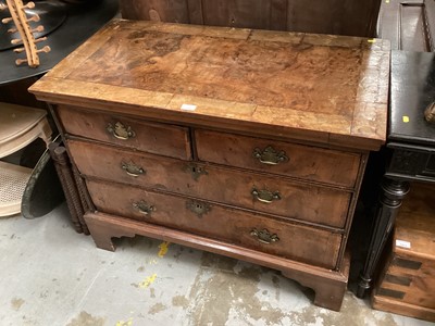 Lot 1348 - 18th century and later walnut chest of drawers with two short and two long drawers with feather banding on bracket feet 99cm wide, 52cm deep, 78cm high