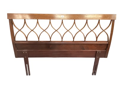 Lot 1366 - Georgian - style inlaid mahogany double headboard 141cm wide, 96cm high