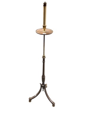 Lot 1375 - Georgian-style adjustable standard lamp on tripod base