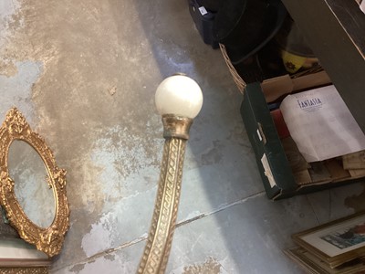 Lot 225 - Set of six large Victorian brass coat hooks with ceramic terminals, plus one other (7)