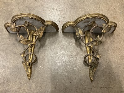 Lot 227 - Pair of Victorian wall brackets with trailing ivy decoration