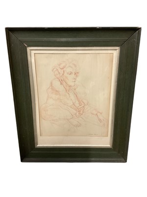 Lot 396 - Adrian Hill (1895-1977) crayon, figure study, signed, 43 x 33cm, glazed frame and other pictures