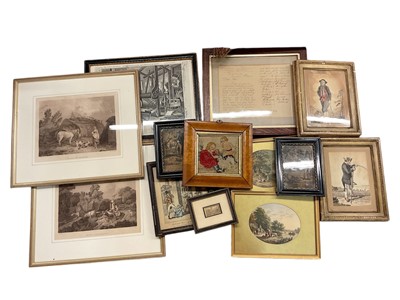 Lot 291 - Group of antique pictures, including engravings, a framed letter and a Baxter print