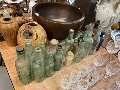 Lot 478 - Group of 19th century glass bottles including cod bottles and poison bottles.