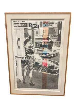 Lot 270 - Anders Appelqvist (b. 1958) lithograph, Telephone booth, signed and numbered 77/250, image 86 x 54cm, glazed frame