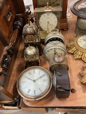 Lot 485 - Three alarm clocks, two lantern clocks and other clocks (8).