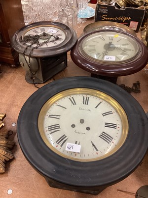 Lot 487 - Group of eight postman's alarm and other wall clocks.