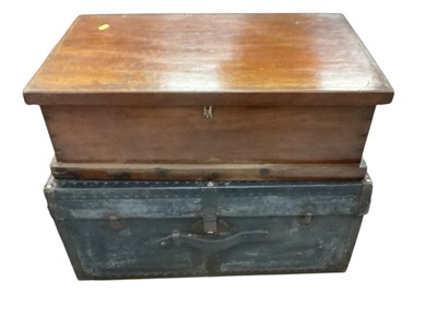 Lot 1388 - Good quality wooden trunk, 67cm wide, 38cm deep, 22cm high, together with another trunk (2)