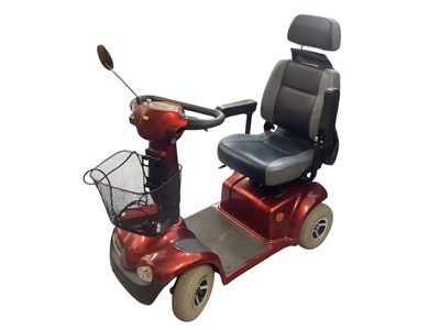 Lot 4 - Red mobility scooter with key,cover and charger