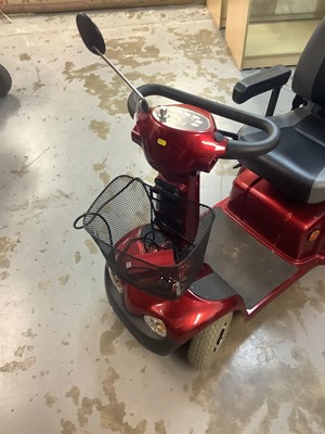 Lot 4 - Red mobility scooter with key,cover and charger