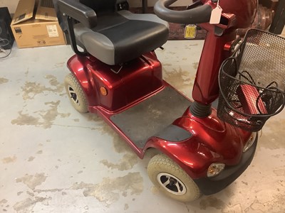 Lot 4 - Red mobility scooter with key,cover and charger