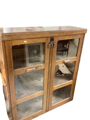 Lot 1394 - Old cabinet with shelved interior enclosed by two glazed doors, 106cm wide, 33cm deep, 123cm high