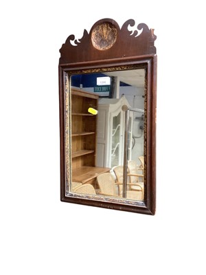 Lot 1396 - Antique mahogany framed wall mirror in carved, 56cm x 31cm