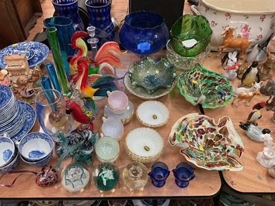 Lot 500 - Collection of Murano glassware and other glass to include a pair of blue bohemian glass vases.