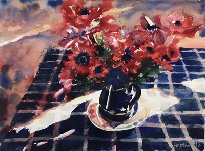 Lot 26 - Large 20th century watercolour - Still life, signed Hepurn and dated '92, 57cm x 75cm, in glazed frame