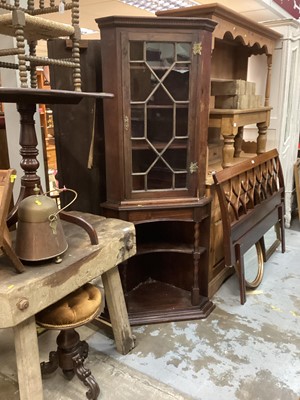 Lot 1398 - 19th century mahogany corner cabinet on associated stand, 70cm wide, 183.5cm high