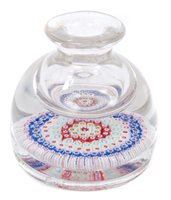 Lot 276 - 19th century glass paperweight inkwell with...