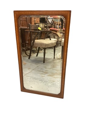 Lot 1401 - Edwardian inlaid wall mirror with bevelled plate, 49cm x 86cm