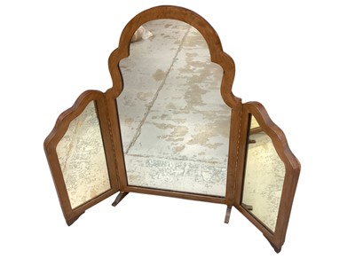 Lot 1402 - Queen Anne style walnut framed triptych mirror