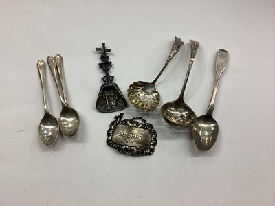 Lot 1085 - Two silver sifter spoons, sundry silver and plated flatware