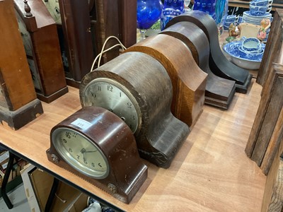 Lot 515 - Group of five 1930's oak cased mantel clocks.