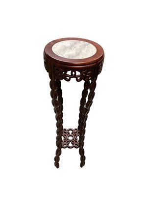 Lot 1413 - Oriental two tier plant stand with inset marble top