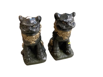 Lot 1418 - Pair of painted concrete dogs of foo, 47cm high