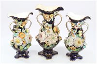 Lot 282 - Garniture of three mid-19th century Coalport...