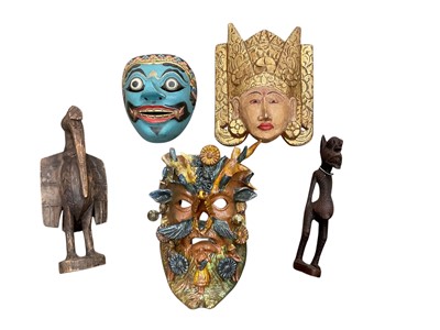 Lot 820 - Group of various masks and tribal carvings