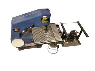 Lot 828 - Naerok Bandsaw together with Black & Decker Proline circular saw, Bosch PEX 115a orbit sander and Black & decker bd66 plunge router