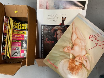 Lot 84 - Group of Record Collector magazines, other music related items, Taschen Alberto Vargas posters, etc