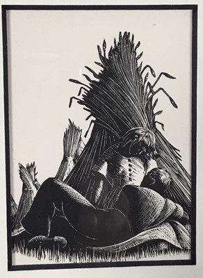 Lot 37 - Clare Leighton (1898-1989) two woodcuts, first editions - Sunny Afternoon, 1937 and Henry and Amy, 1937, in glazed frames (17cm x 22cm overall) (2)