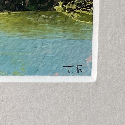 Lot 45 - Terry Field oil on paper and a 20th Century limited edition print - The Secret Fishing Lake, signed with initials, and ‘Sheltered Gate, signed indistinctly